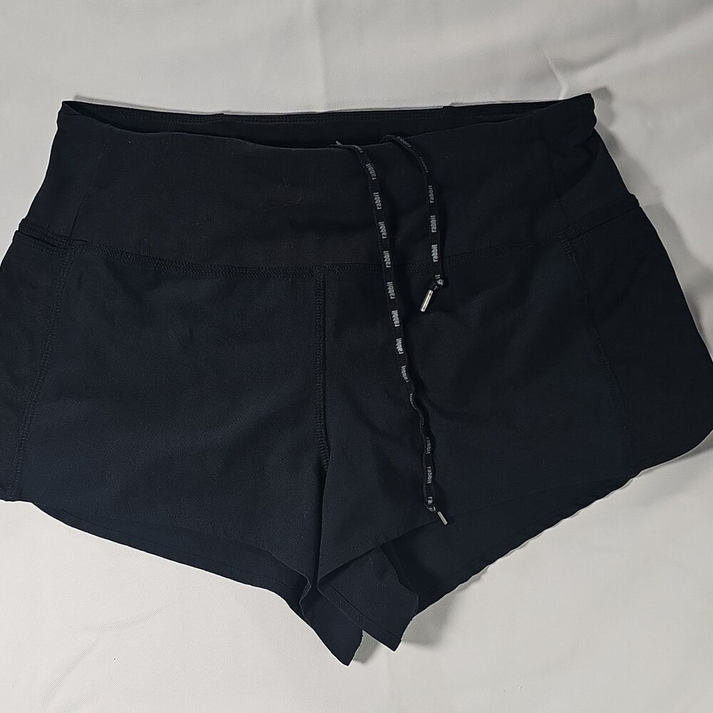 Rabbit black running active shorts S mid-rise lined